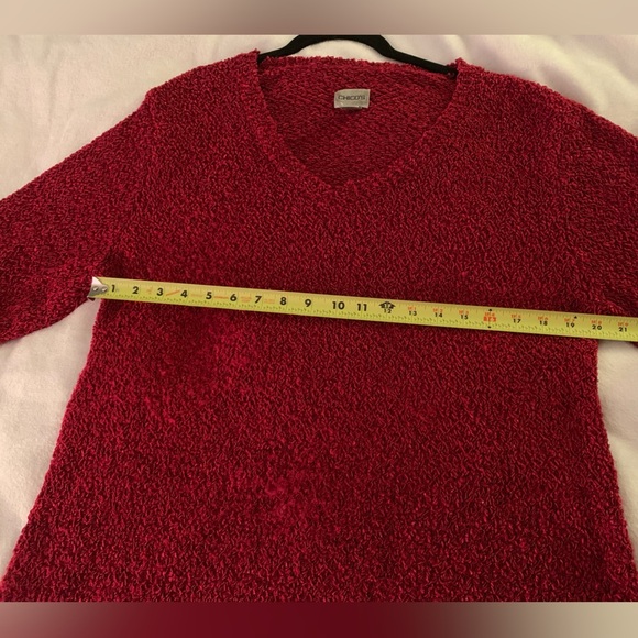 Chico’s Red Boucle V-Neck Sweater - Picture 6 of 10